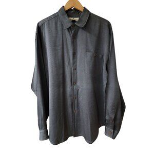 Tommy Bahama 100% Silk Men's Gray Check Long-Sleeve Button-Up Shirt Large